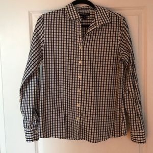 Lands End Blue and White Button Up shirt